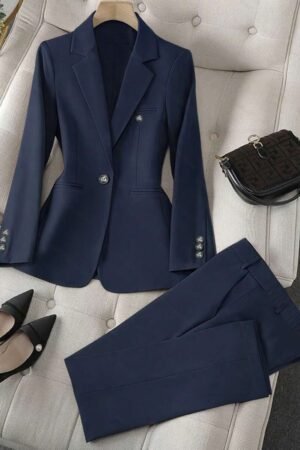 Solid Color Single Button Long Sleeve Single-Breasted Waistcoat Suit Pants Two-Piece Set