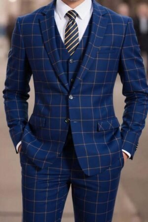 Men's Suit 3 Piece Plaid Suits For Men Two Buttons Blazer Jacket Vest Pant Suit Tuxedo Set For Wedding Business Prom Dating Nightclub Formal Events Gifts For Men Business Casual Mens Clothes Size XS-XXXL